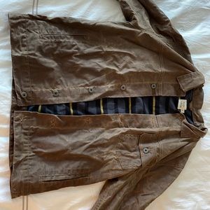 Huckberry Flannel Lined Waxed Trucker Jacket